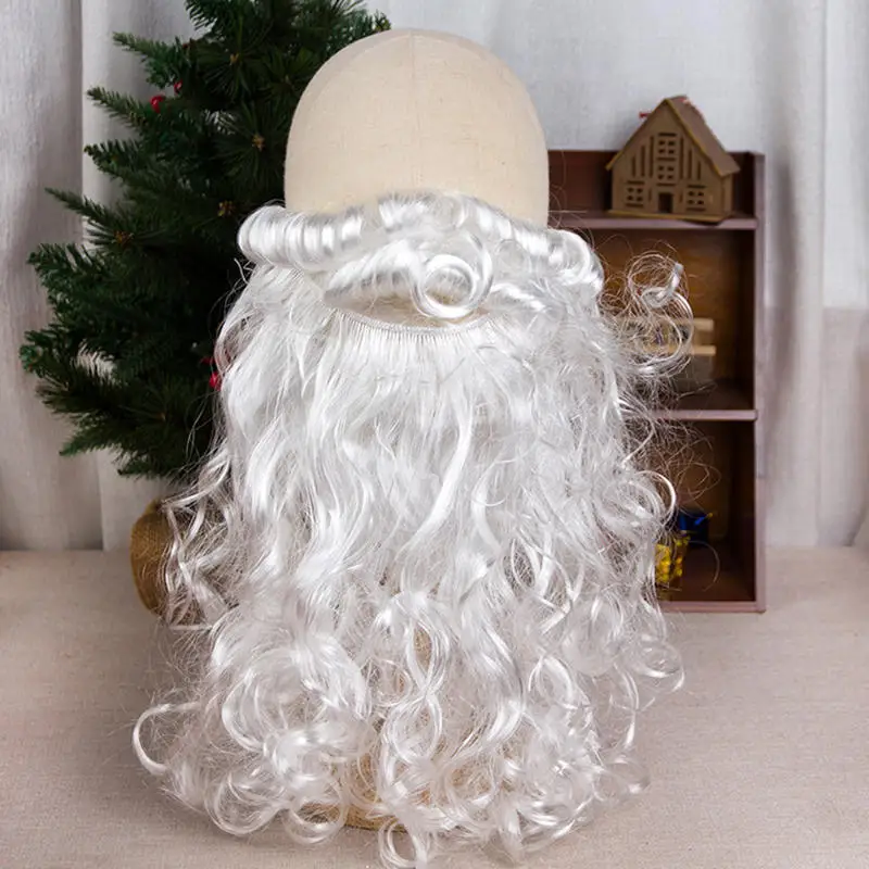 Costume de barbe de père noël bouclé et moelleux pour adultes/enfants, spectacle de noël, faux moustache de guidon blanc pour fête, nouveau
