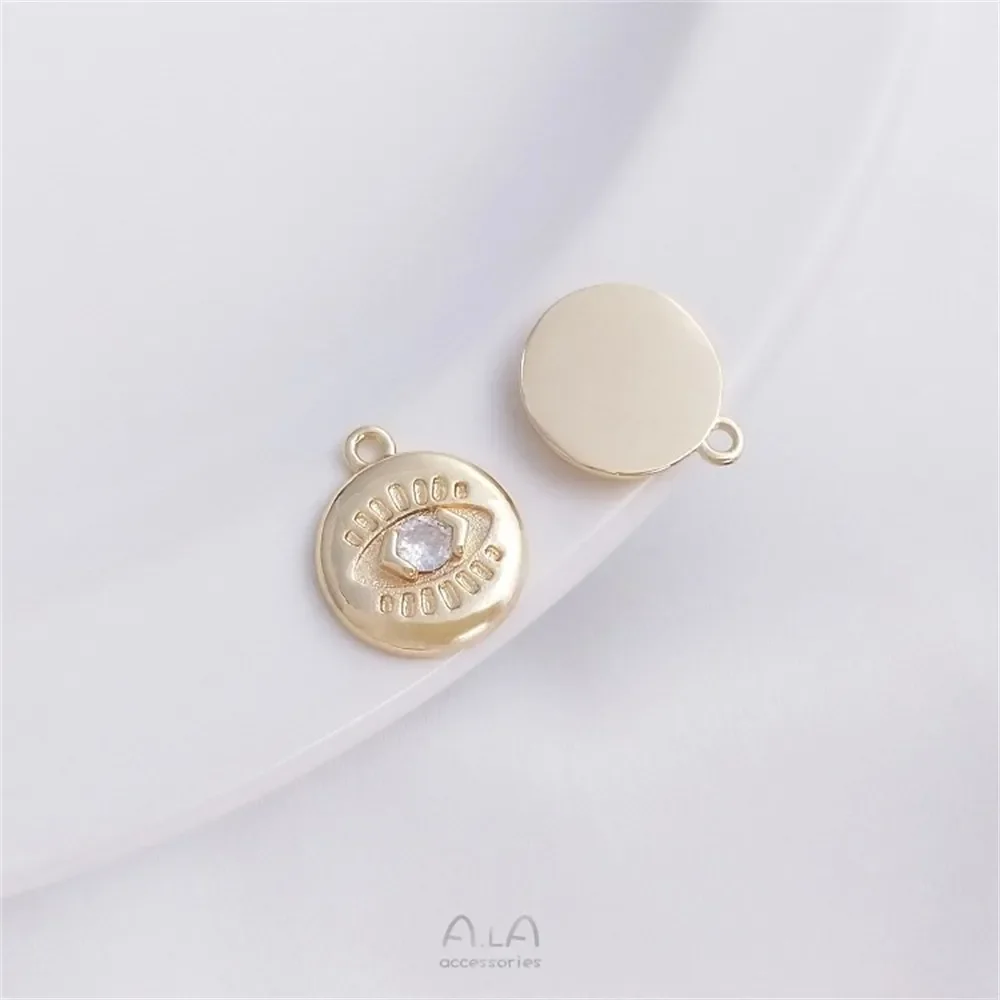 

Eyes Inlaid with Zircon Pendant 14K Gold-plated Round Oval Flower-shaped Diy Bracelet Necklace Jewelry Charms Pendant K491