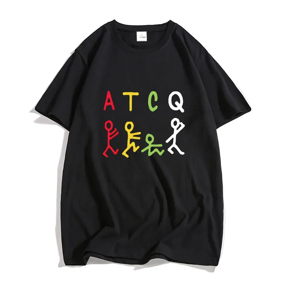 

Футболка мужская с мультяшным принтом а племя называется QUEST ATCQ, модная тенниска из 100% хлопка, повседневная майка на все сезоны, мягкая