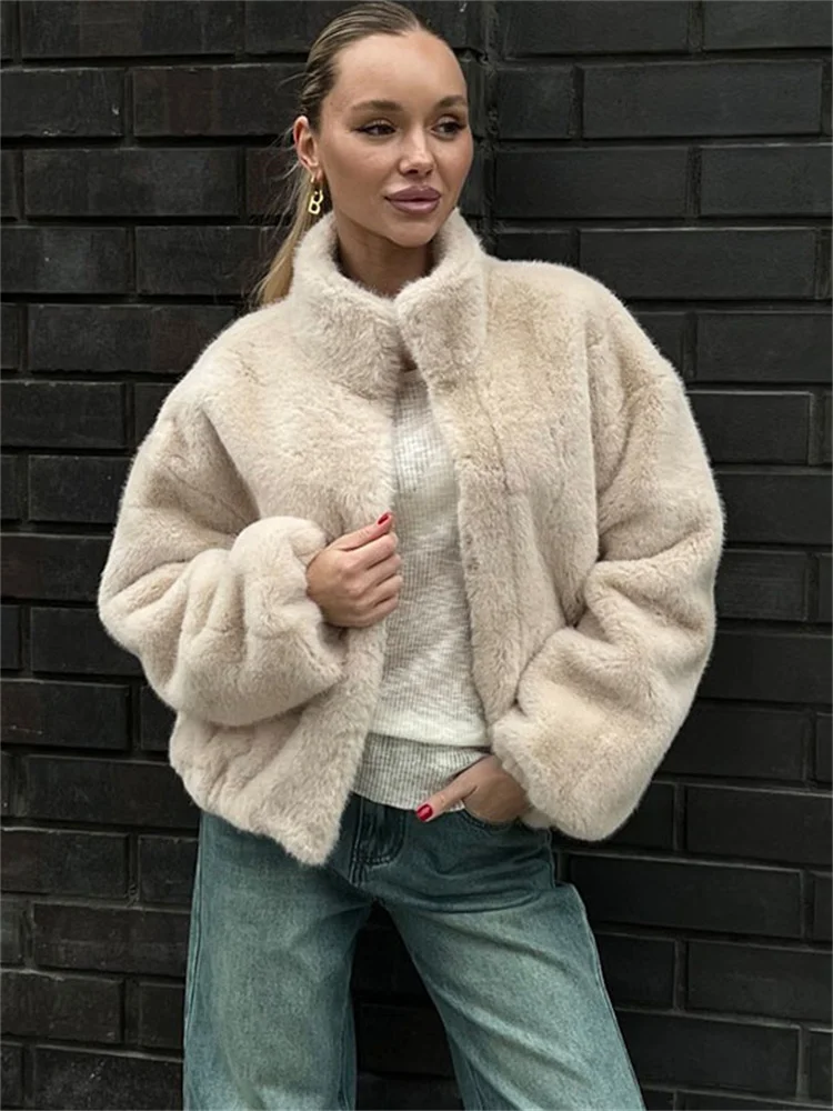

Tossy Autumn Zipper Fur Feather jacket Women's Loose Lapel Fashion Long Sleeve Patchwork Outwear Clothes Female Fur Feather Coat