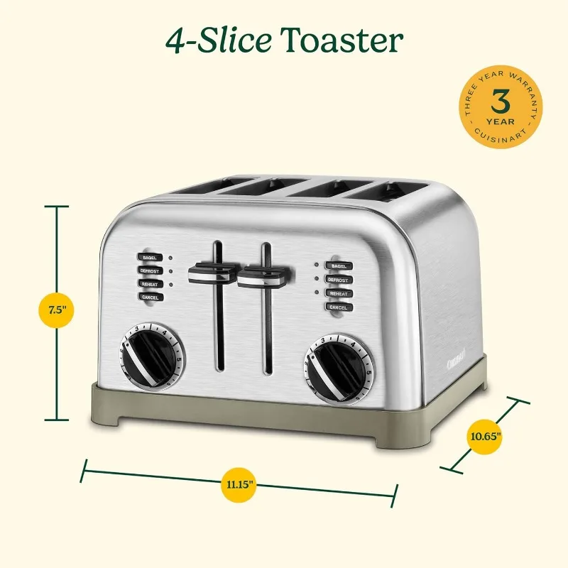 4-slice oven, toast, breakfast bread, brushed stainless steel