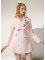 Robe rose douce pour femme avec fleurs 3D, tempérament professionnel, robe trempée, intérêt spécial, consulaire, mode irrégulière, plus récent, 2024