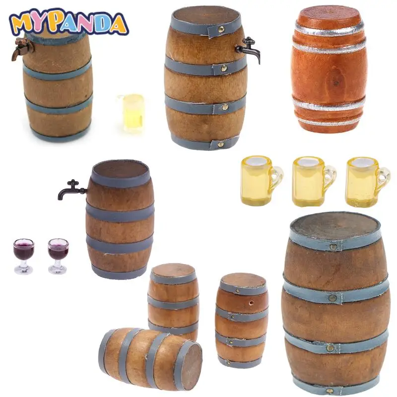 

Mini Wooden Red Wine Barrel Miniature Beer Barrel Beer Cask Beer Keg For Dolls House Decoration Accessories 1:12 Scale Dollhouse