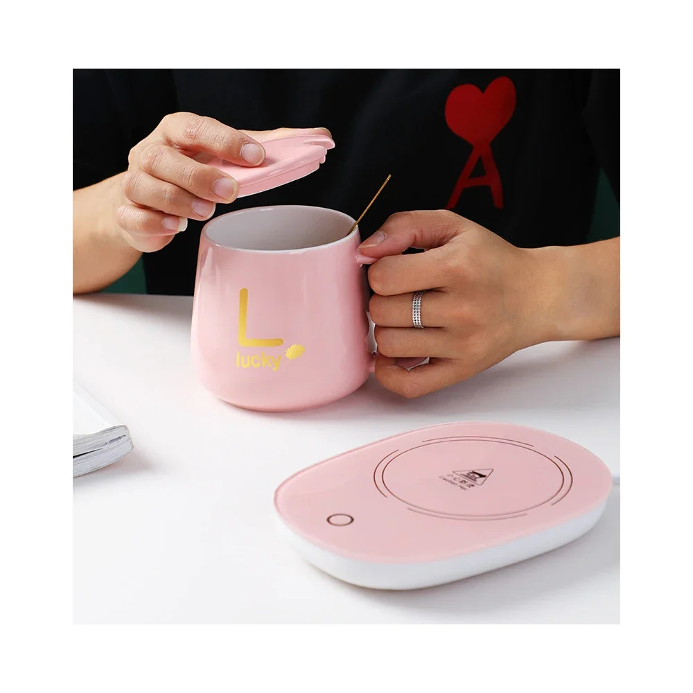 Constant Temperature Cup Creative Heating Coffee Mug Warmer Smart Vacuum Cup 55℃ Explosion Proof Heater Gift Set for Home Office