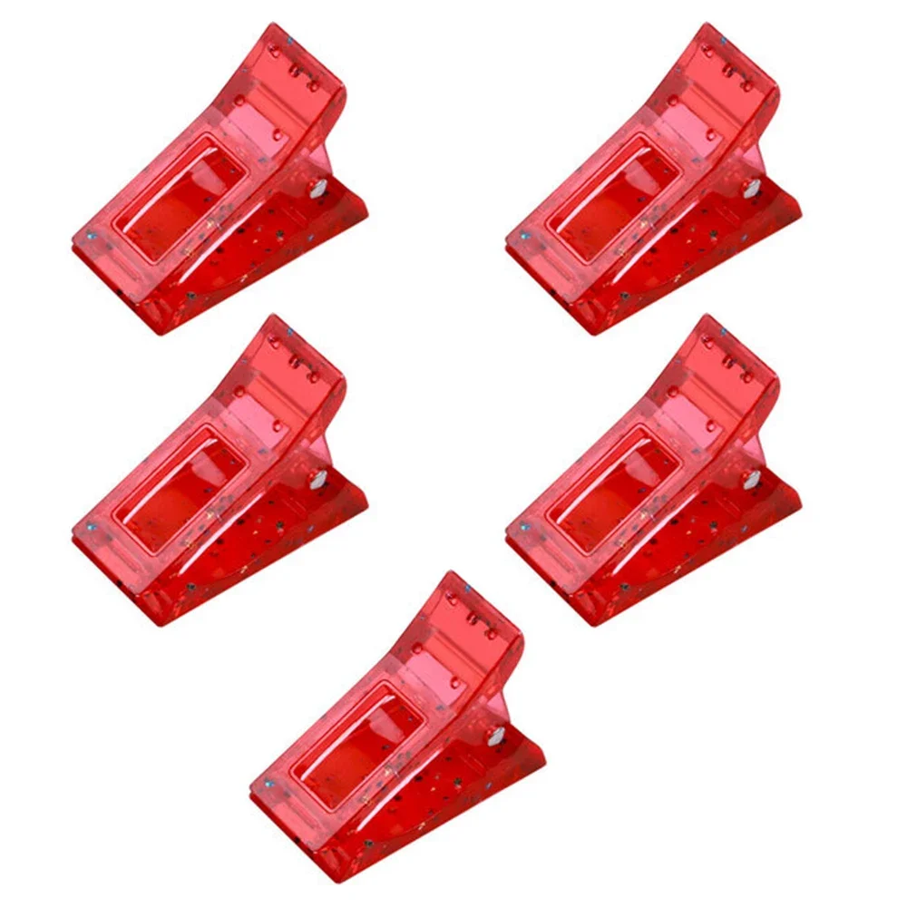 

5Pcs/Set Candy Color Crystal False Nail Fixed Clip Pink Red Blue Fixed Divine Weapon Manicure Tools Accessory Wholesale