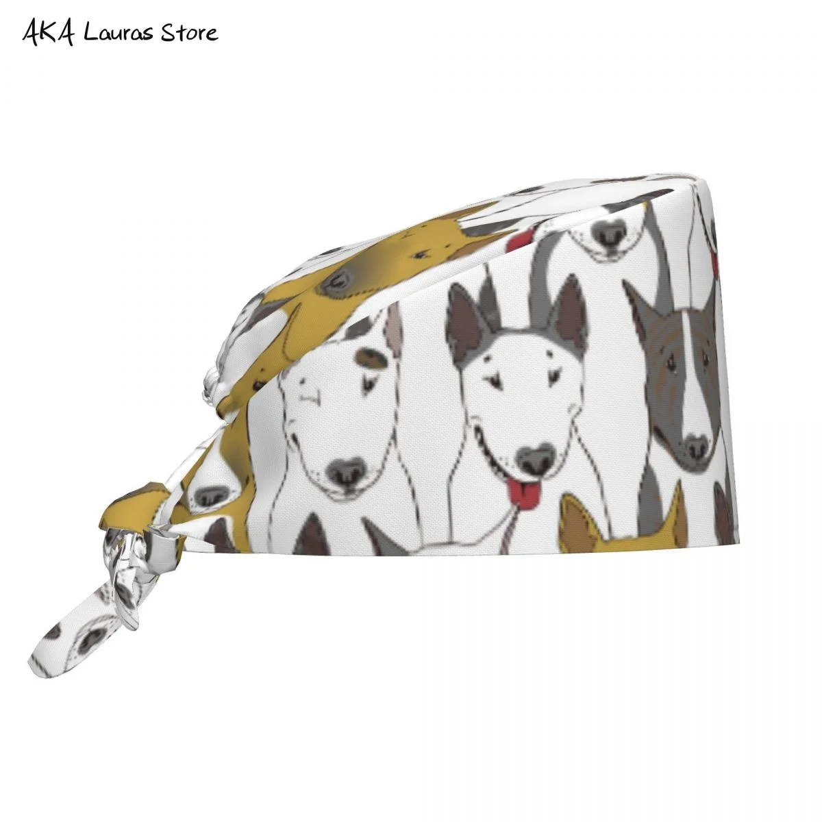 Szczenięta Bull Terrier Nadruki Akcesoria do karmienia Kapelusz do szorowania Czapka chirurgiczna Dentysta Czapka laboratoryjna dla zwierząt Czapka do szorowania Anaesthesia Czapka do szorowania