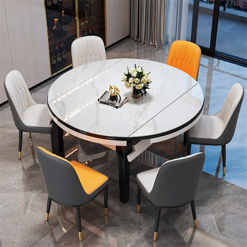 Rock slab dining table and chair combination, retractable, folding, household, eating table
