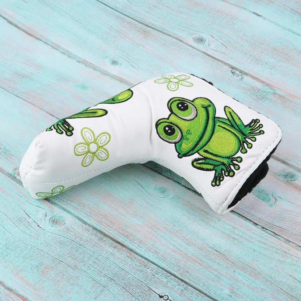 Cartoon Golf Putter Cover with Frog & Pattern Blade Center Putter PU Drivers Head Protector Golf Waterproof Durable