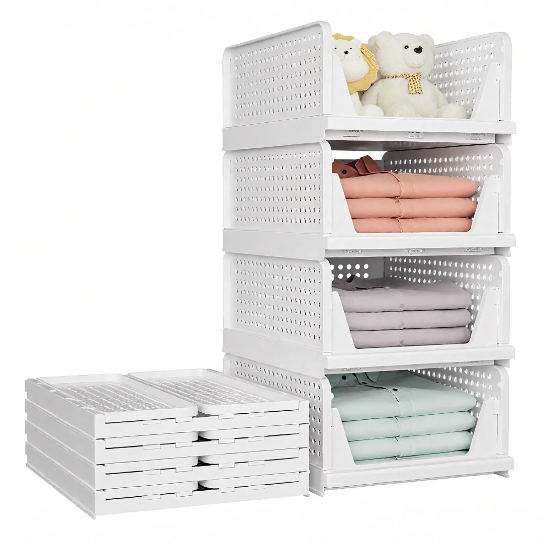 

Foldable Closet Storage Basket Bin Stackable Cloth Panties Organizer Wardrobe Cupboard Drawer Space-Saving Hat Storage Container