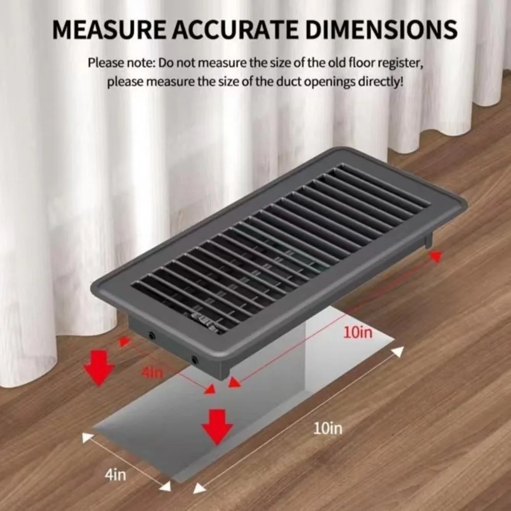 Metal Floor Register Cover High-efficiency Anti-blocking Floor Vent Covers Rust-proof Air Cover Heavy Duty Vent Grille