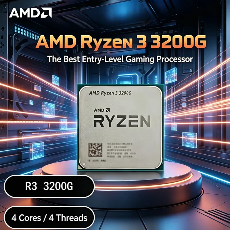 

AMD Ryzen 3 3200G R3 3200G 3.6GHz Quad-Core 4-Thread 65W AM4 CPU with Radeon Vega 8 Graphics Desktop Processor Gaming CPU