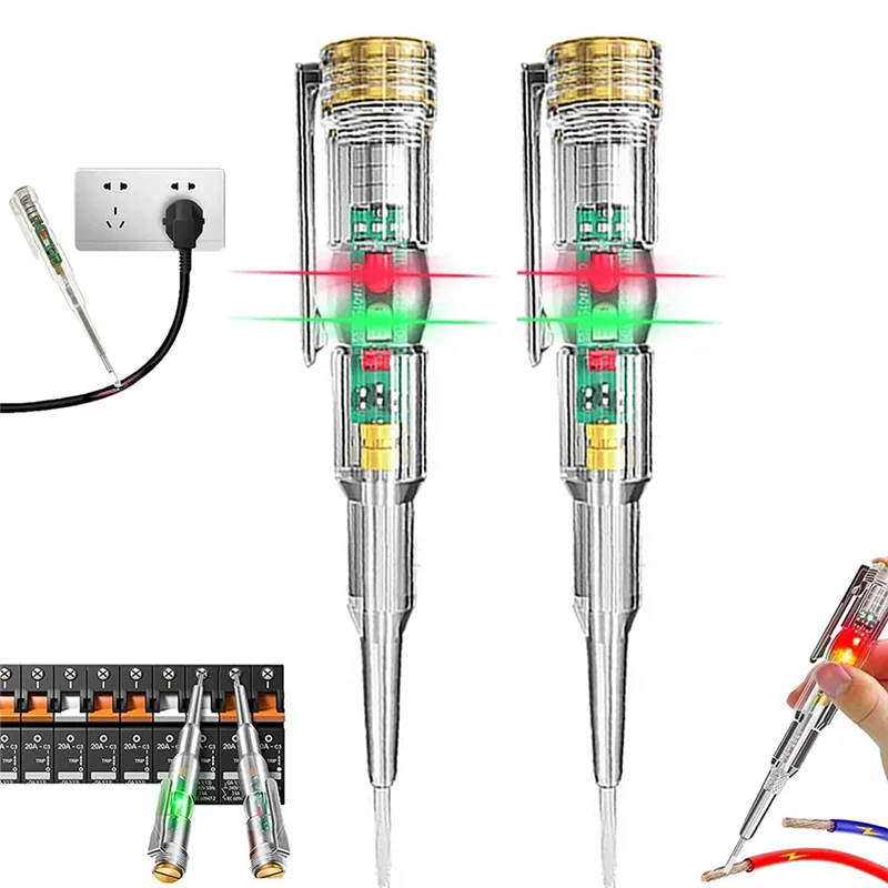 

2Pcs 24-250V Electrician Circuit Tester Pen,Responsive Electrical Tester Pen,with LED Indicator Light Waterproof