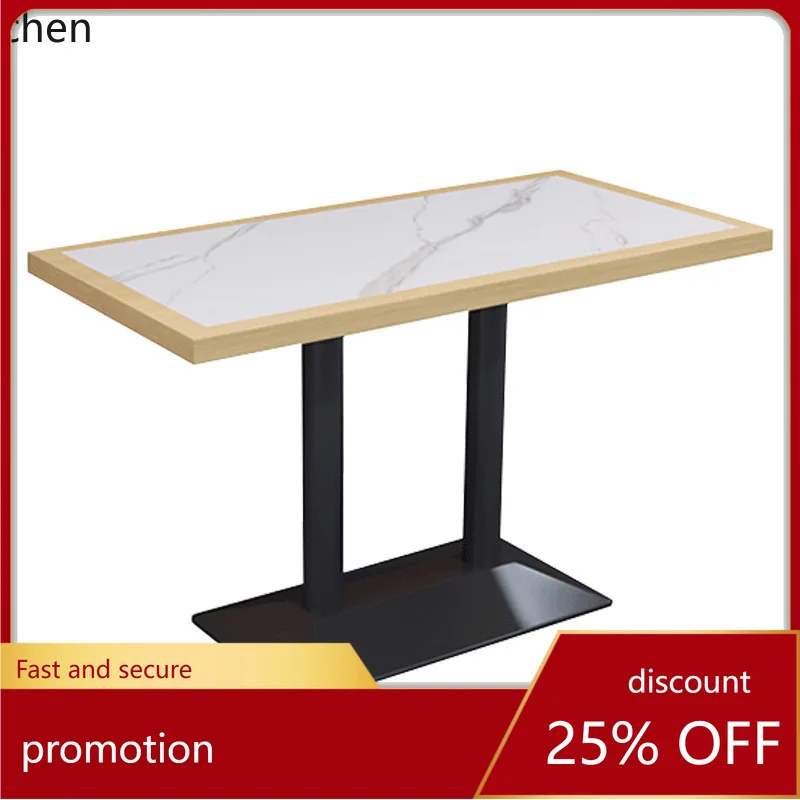 

LXC Simple Rock Board Long Table One Table Four Chairs Simple Dining Sofa Booth Commercial Furniture Dining Table and Chairs