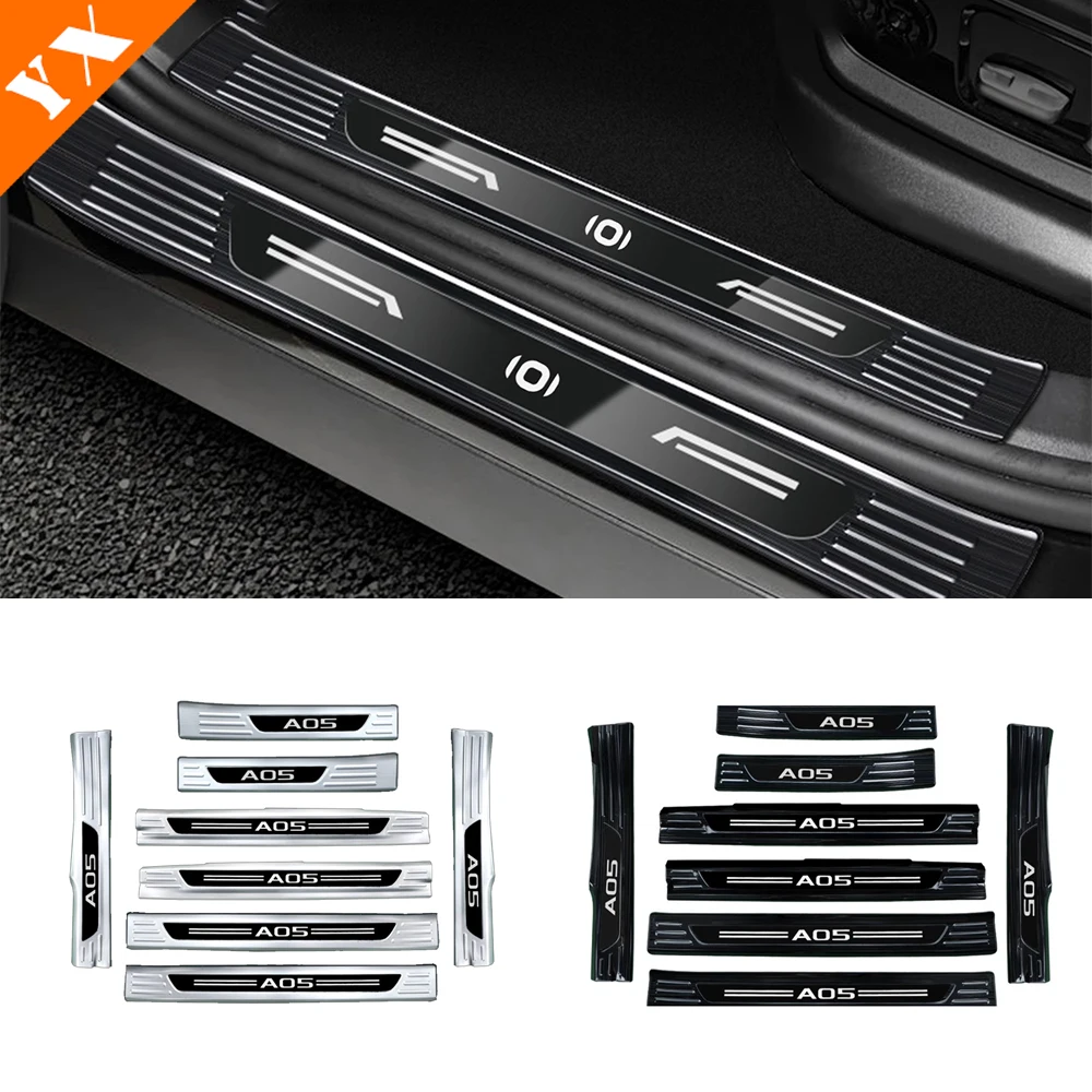 

For qiyuan a05 nevo a05 2024 2025 2026 accessories Stainless Black Car Door Sill Scuff Trim Plate Welcome Protectors Guard Plat
