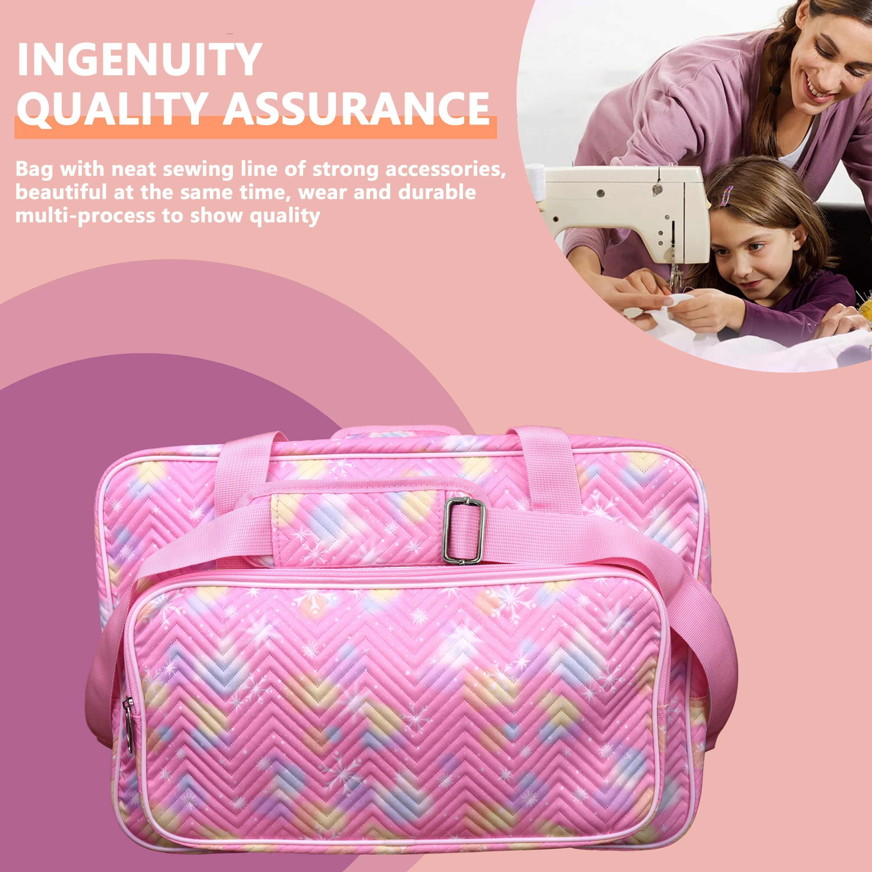 Sewing Machine Carrying Case, Overlocker Storage Bag With Shoulder Strap Universal Tote Travel Bag  For Girls