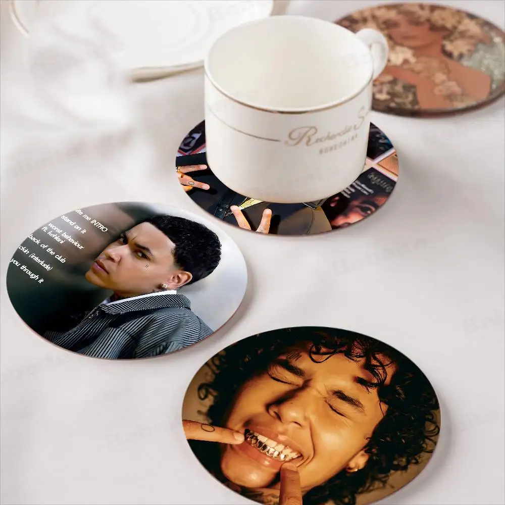 Rapper K-kwn famous Natural Wood Coaster Creative Cartoon Absorbent Cushion Coffee Mug Bowl Cushion Insulation Cushion