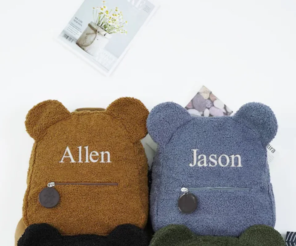 

Personalized Embroidery Toddler Backpack Lightweight Plush Bear Preschool Bag Kids Custom Name Backpack for Boys Girls Ladies
