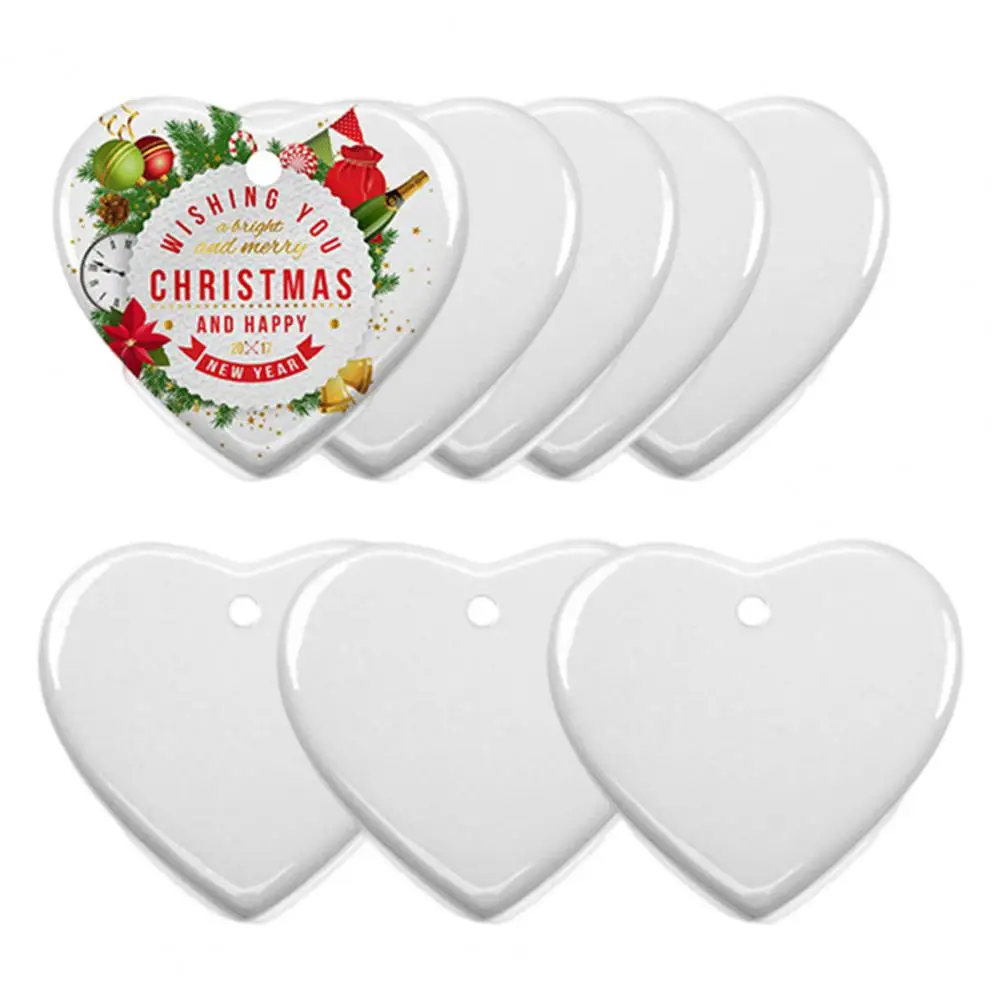 Ceramic Pendant Sublimated Christmas Decorative White Porcelain Sublimation Blank Ceramic Ornament Christmas Supplies