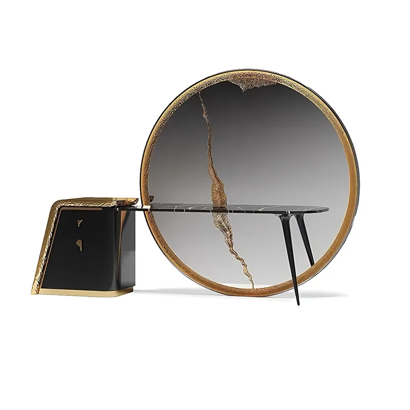 Master Suite Solid Wood Vanity: All-in-One Dresser with Mirror & Storage for Luxury Bedrooms