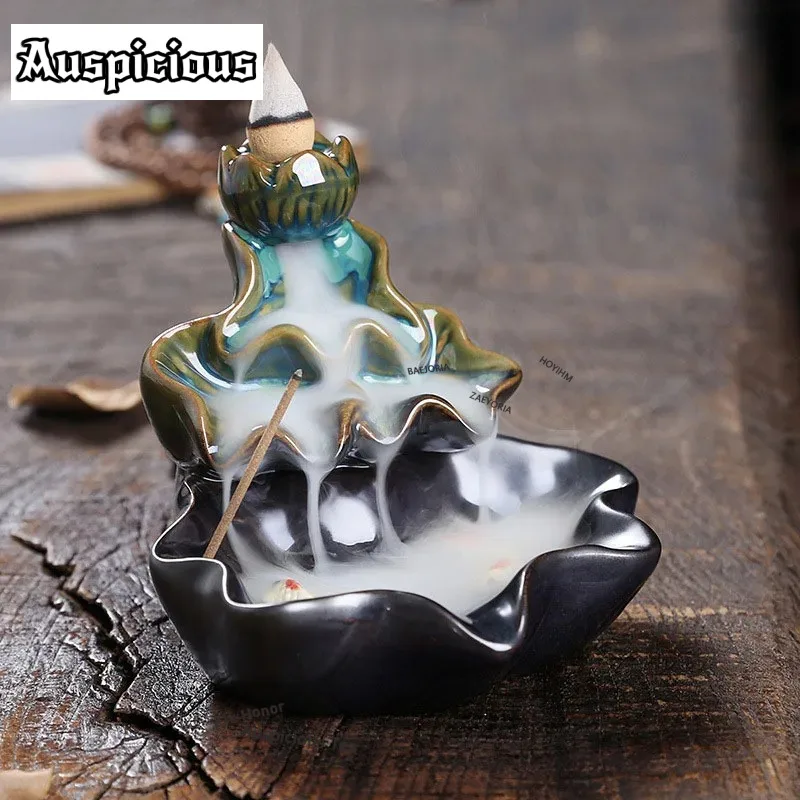 

Ретро-курильница для благовоний в форме лотоса, гор и рек, держатель для благовоний, ароматерапевтический декор для дома