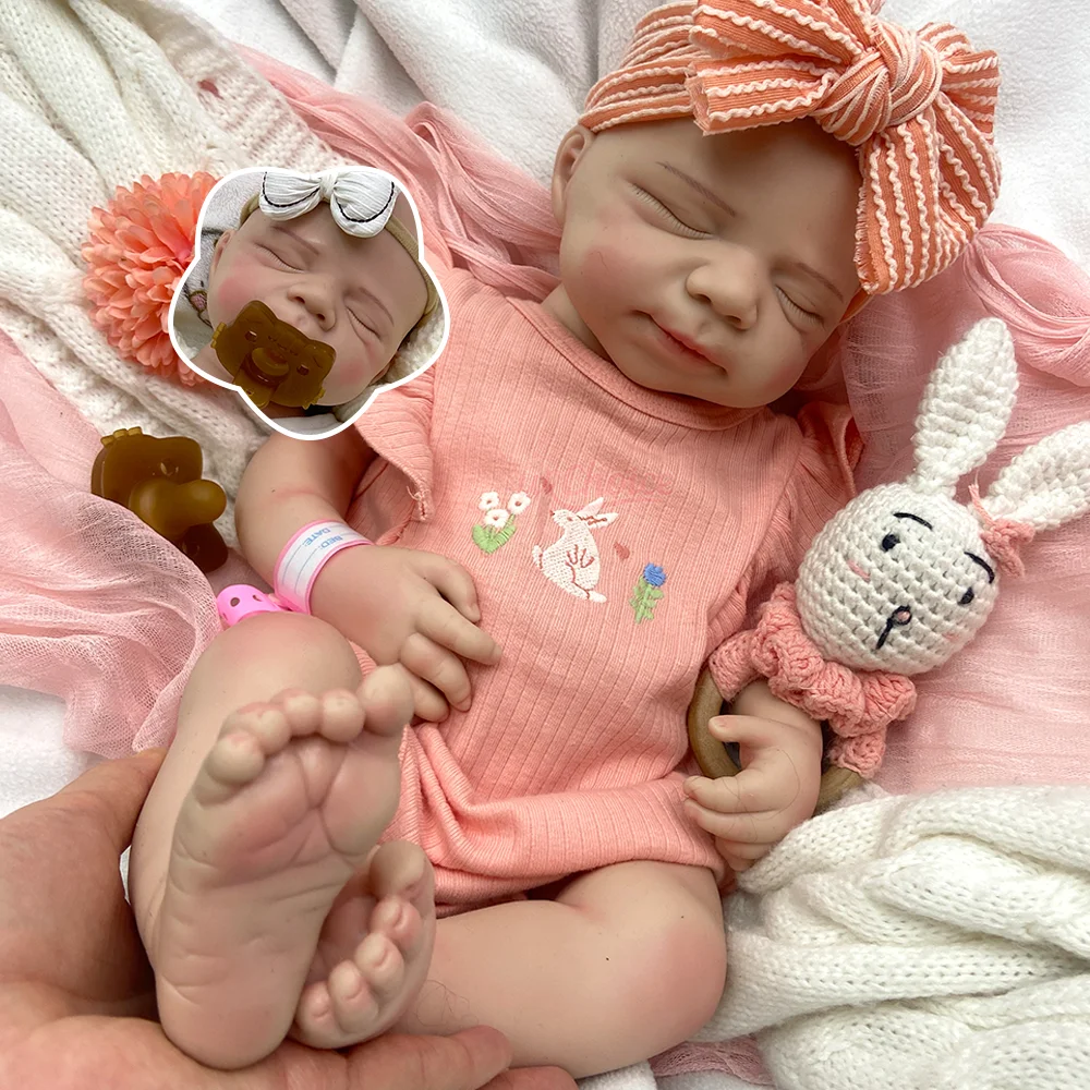 

Open Mouth 20" Custom Silicone Reborn Baby Girl/Boy Doll Weighted 7Lbs Realistic Painted Reborn Baby Preemie For Collection Toy