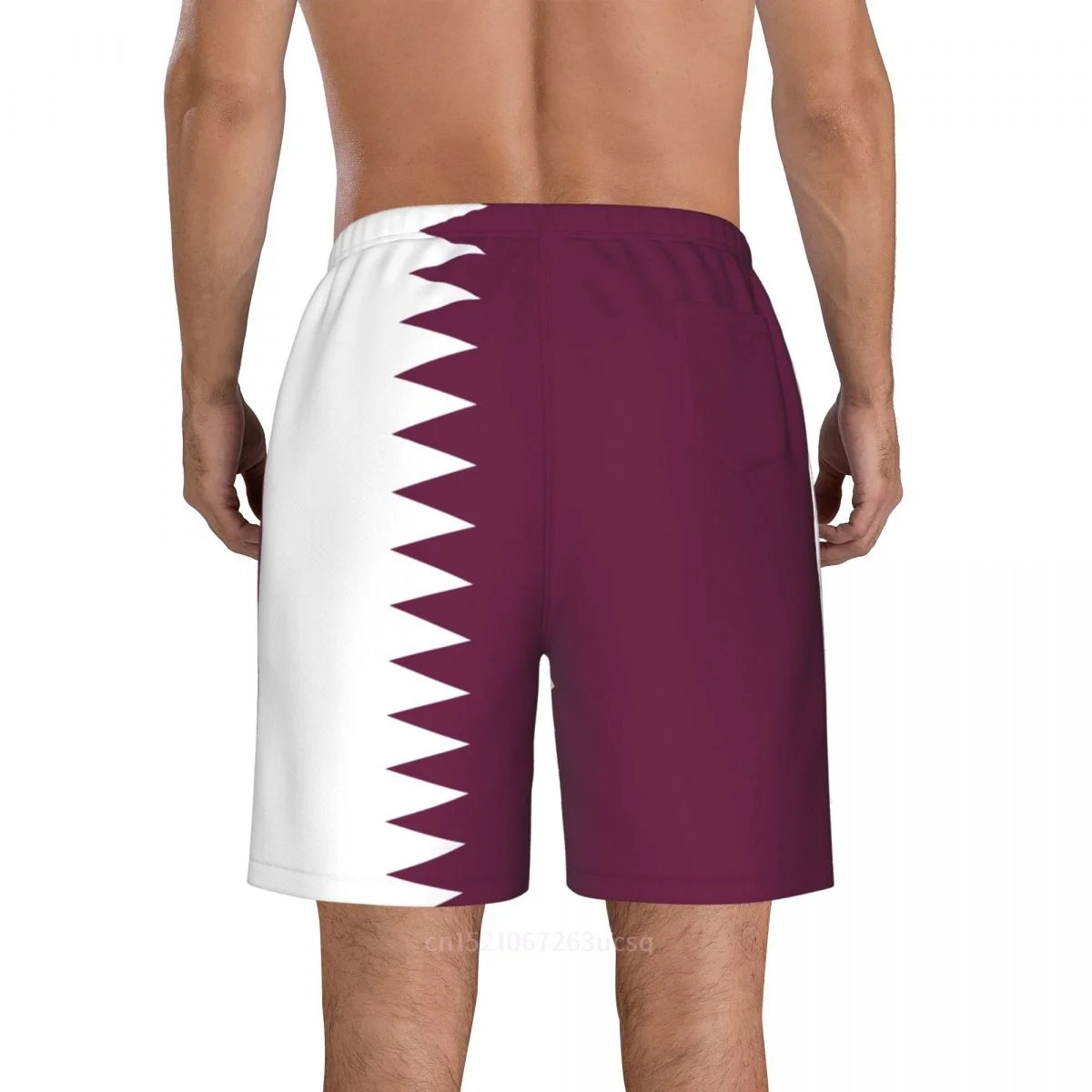 Pantaloncini da surf da uomo stampati in 3D con bandiera del paese del Qatar in poliestere estivo 2025 Pantaloni estivi da corsa con tasca da spiaggia