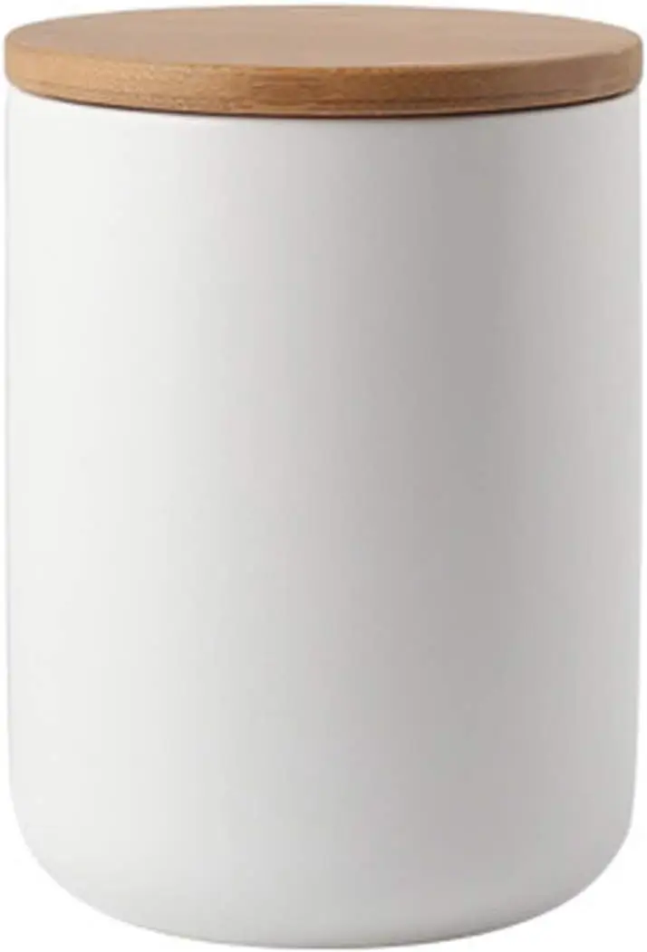 Ceramic Storage Containers with Airtight Seal Bamboo Lids Kitchen Canisters for Tea Spice Sugar Coffee 800ml