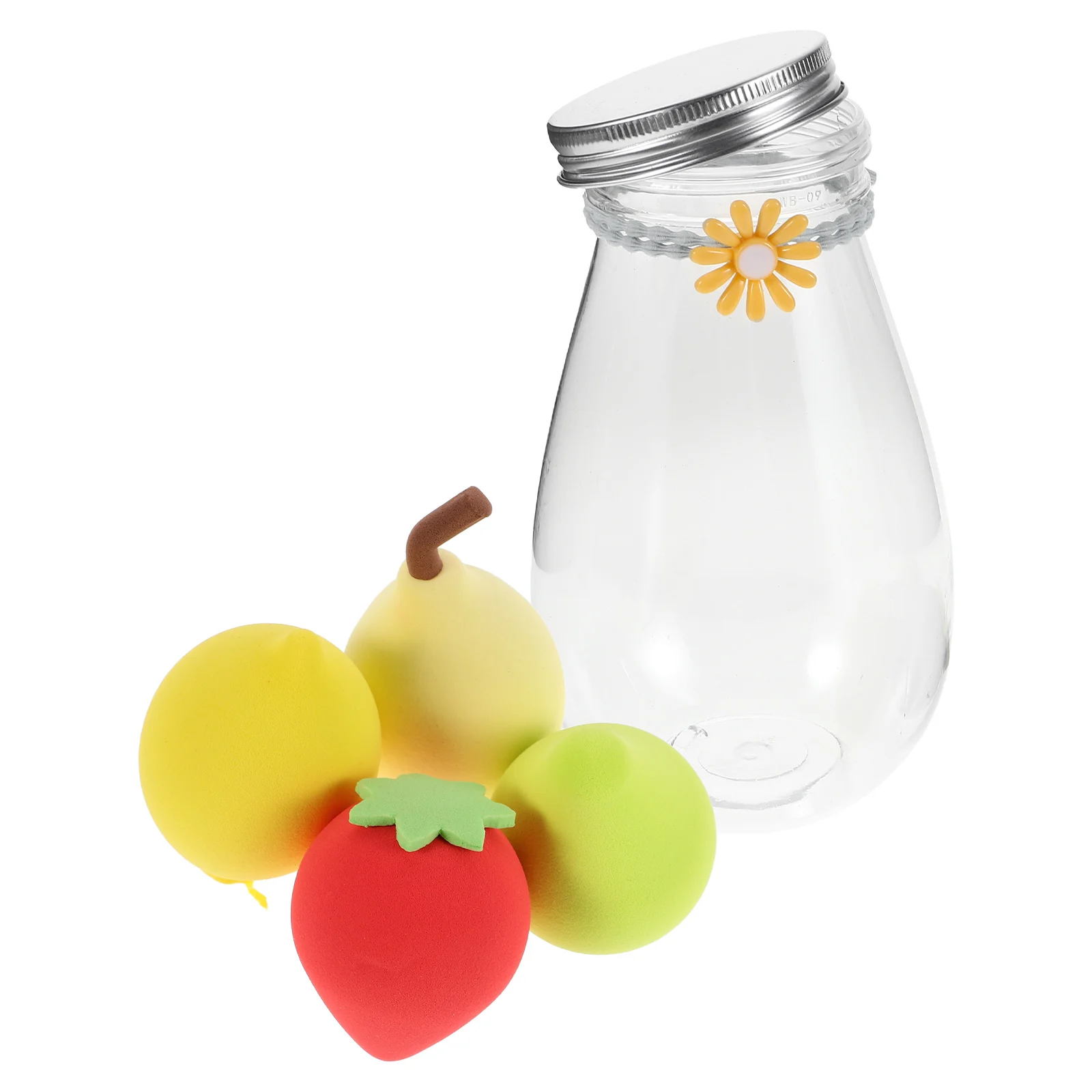 Zestaw 4 miękkich gąbek do makijażu w kształcie owoców, blender do nakładania na sucho i na mokro, aplikator do podkładu, korektora i pudru.