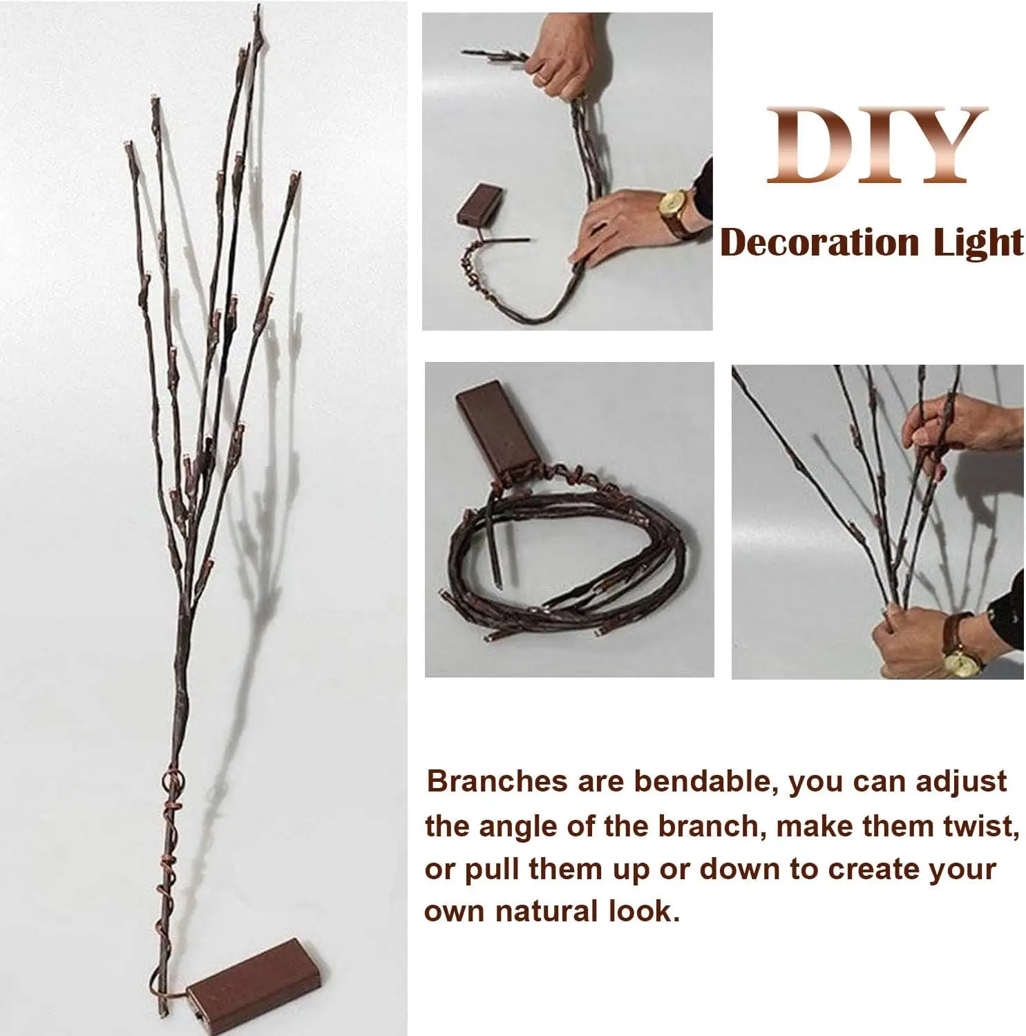 70CM 20 LED Twig Lighted Branch Vase Filler Tree Branch Light Christmas Wedding Christmas New Year Decorative Lights Night Lamp