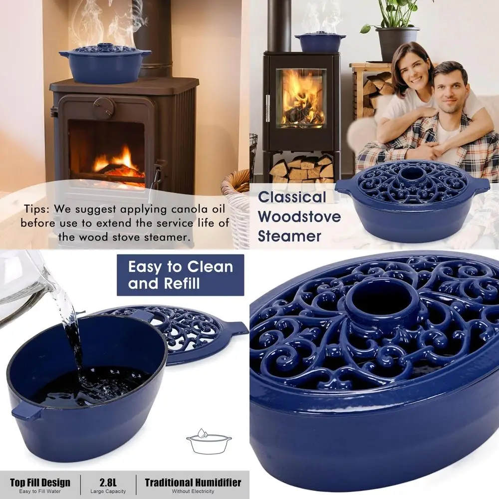 

Синий чугунный увлажнитель плиты, 2,5 литра, устойчивый к ржавчине, решетчатый верхний дизайн