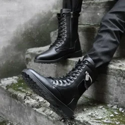 Men's Boots High Cut Trendy 2025 With Zip Male Shoes Original Deals Offers Cheap New Y2k Classic Fashion Designer In Promotion