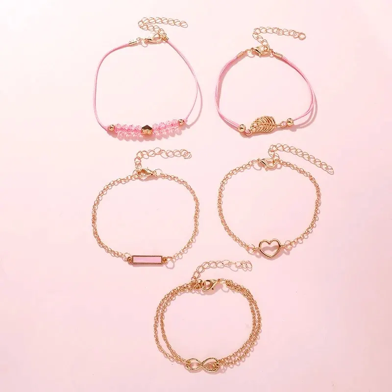 Reloj de cuarzo a la moda para Mujer, pulsera analógica de lujo con banda de cuero rosa, Conjunto de Reloj para Mujer