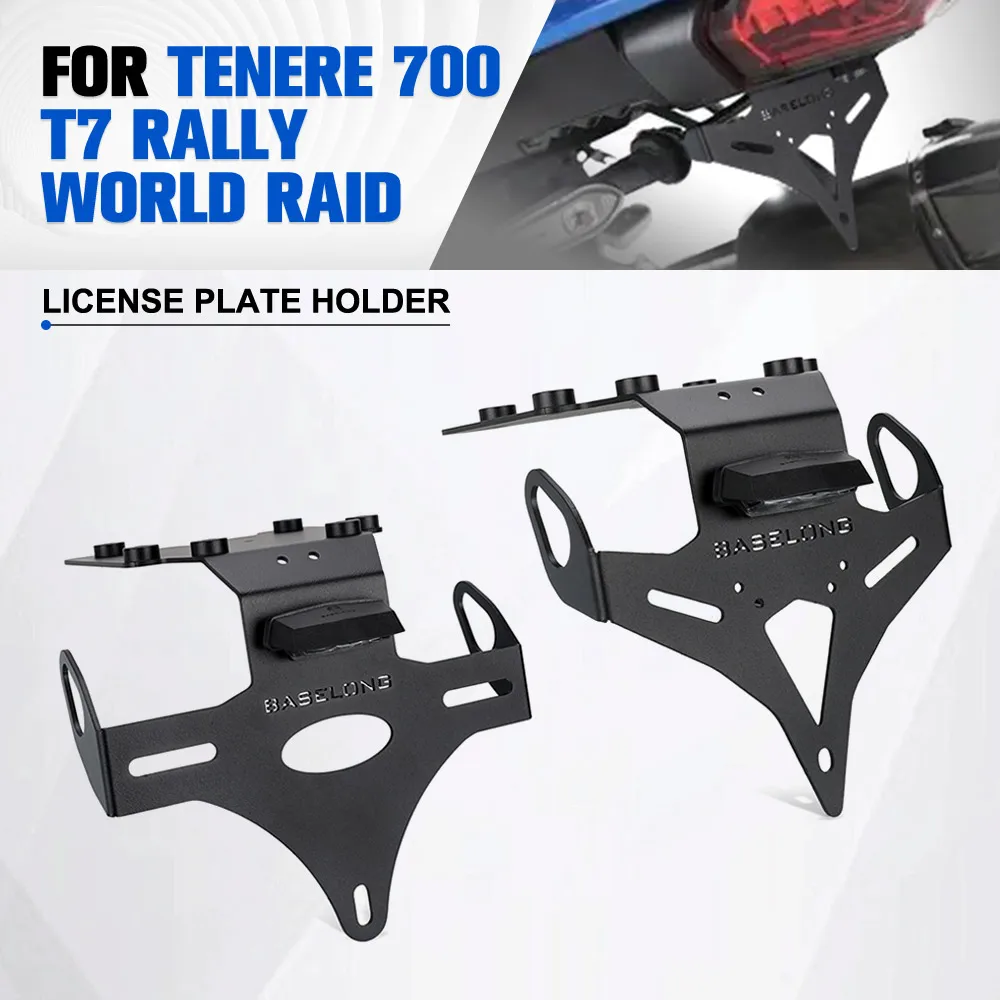

FOR YAMAHA TENERE 700 Rally T7 2019-2026 Motorcycle License Plate Holder Tail Eliminator LED Light Registration Plate Bracket