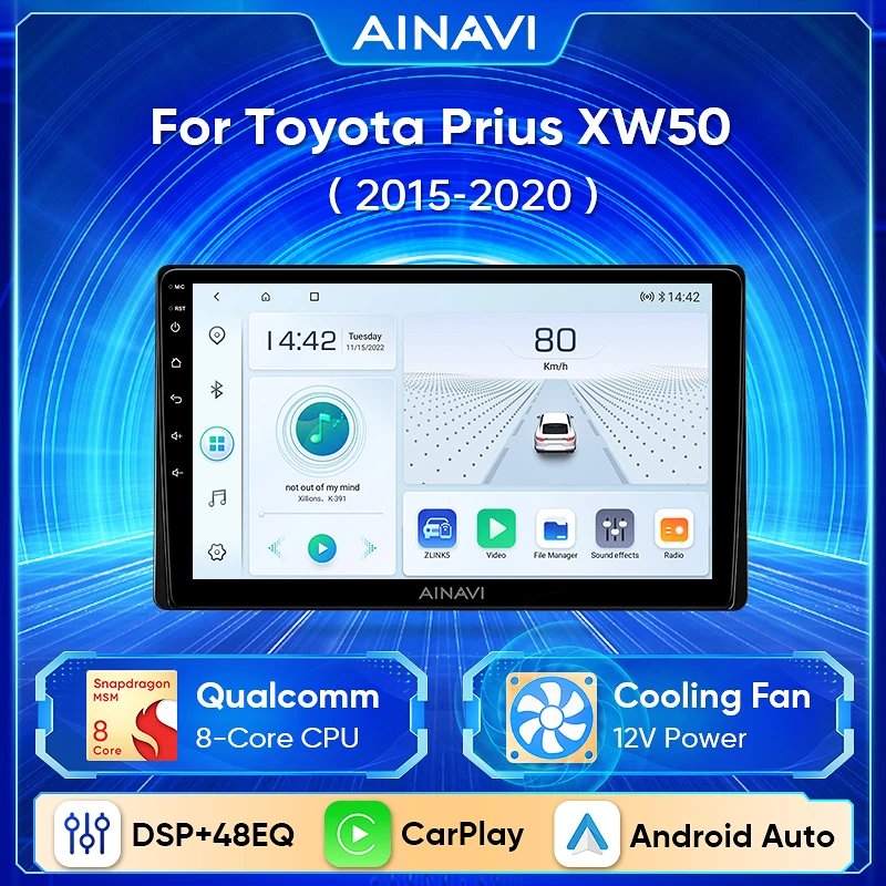 

Ainavi Android 13 Car Radio For Toyota Prius XW50 2015-2020 DSP Carplay Multimedia Serero Auto Player GPS Navigation No 2Din DVD