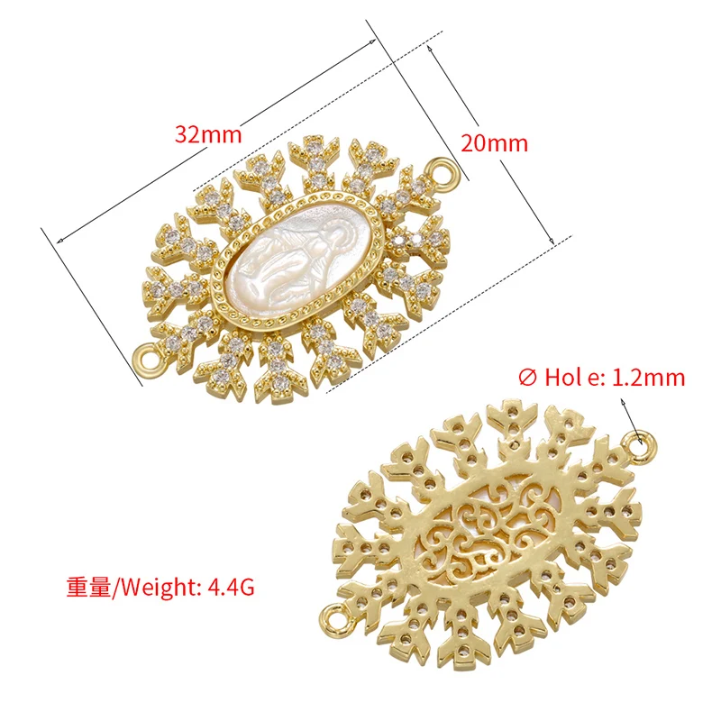 Christian Virgin Mary Charms Gold-plated Brass Pendant for Women DIY Handmade Necklace Charms Jewelry Accessories:VD1184