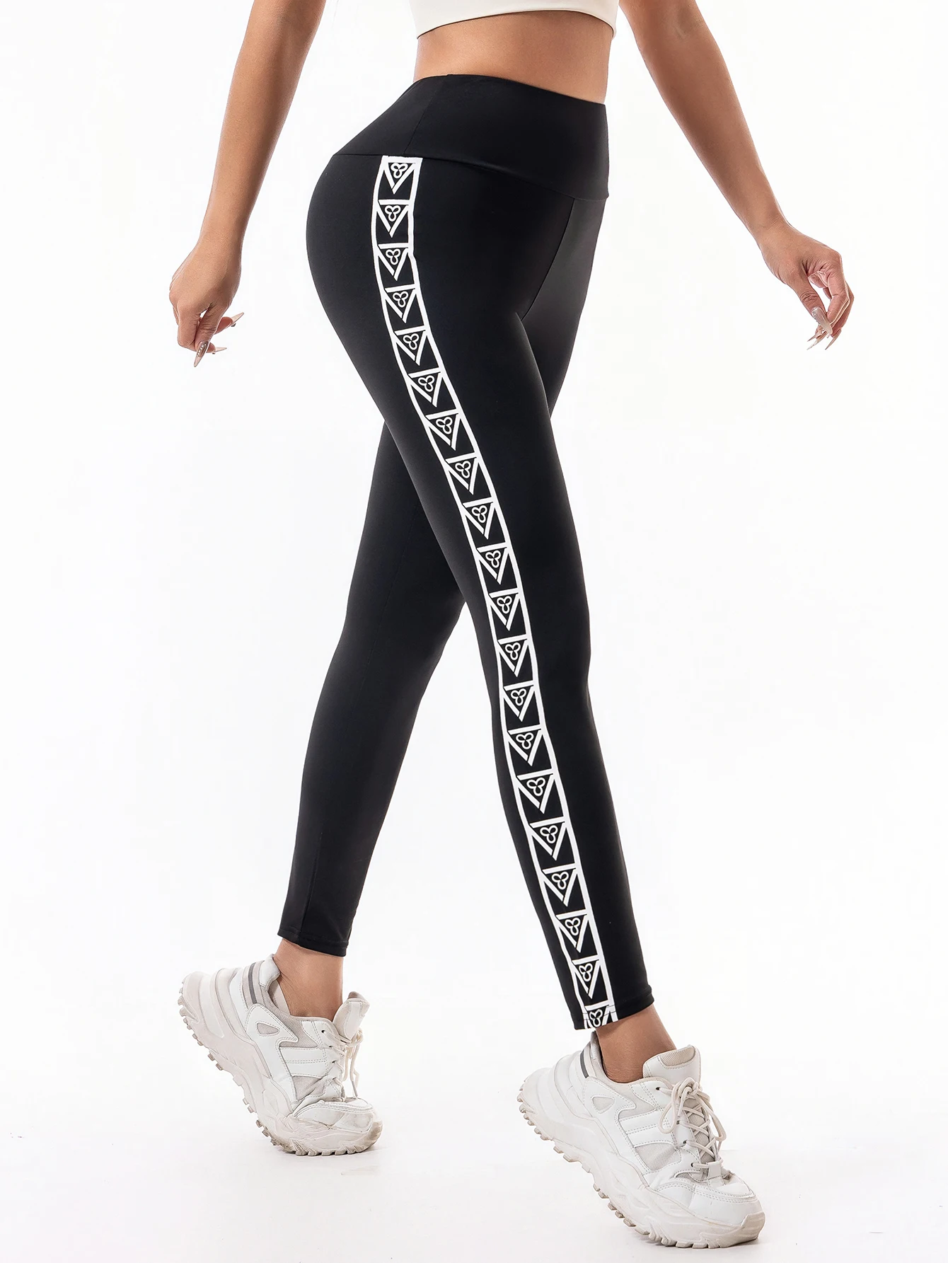 Women's 2025 new style of leggings for the European station with letch-shaped slimming elastic and personalized printed legging