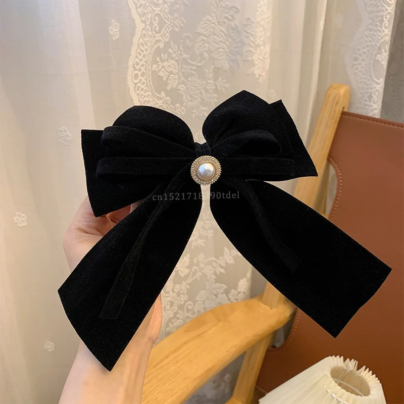 Velvet Bow Hair Clip Elegant Bow Tie Hairpins Vintage Barrettes  For Women Girls Black Wine Red Hairpins Hair Accessories