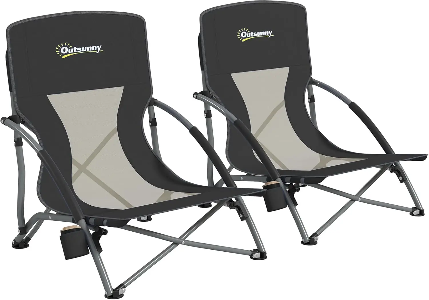 Paquete de 2 Sillas de Playa Plegables Ligeras, Sillas de Camping Portátiles Bajas con Respaldo de Malla, Tela Oxford 600D P