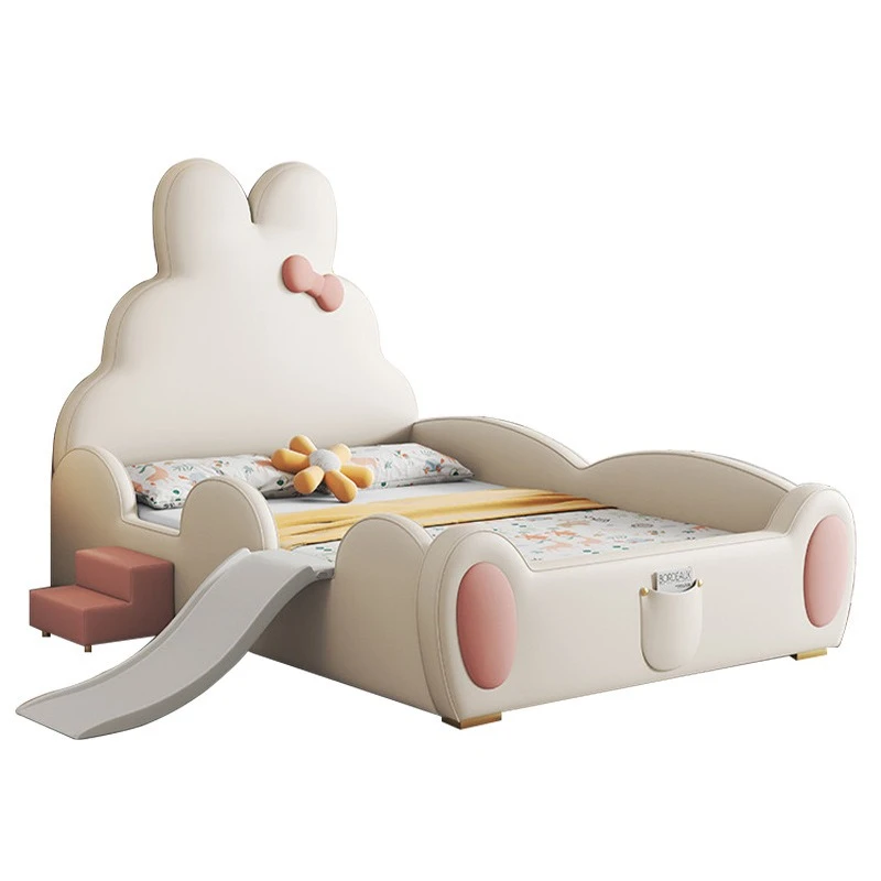 

Princess bed, small apartment, slide bed, soft bag guardrail, single bed, baby rabbit bed