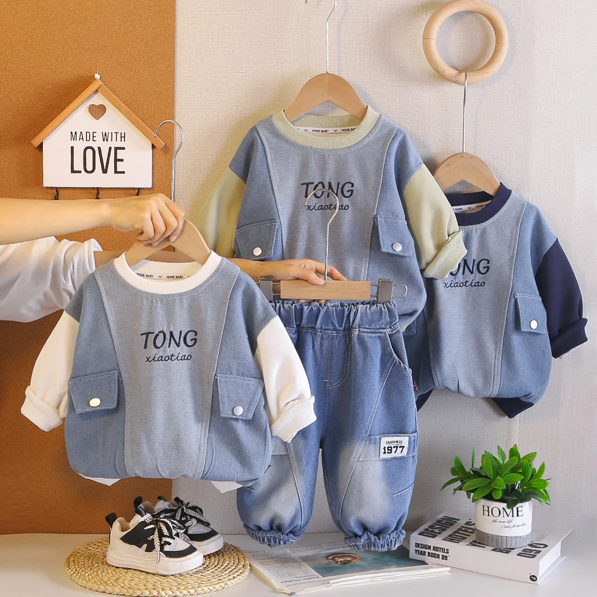 Boys Clothes Sets Spring Autumn Children Sweatshirts Pants 2pcs Casual Suit For Baby Tracksuits Kids Denim Outfits Toddler 2 3Y