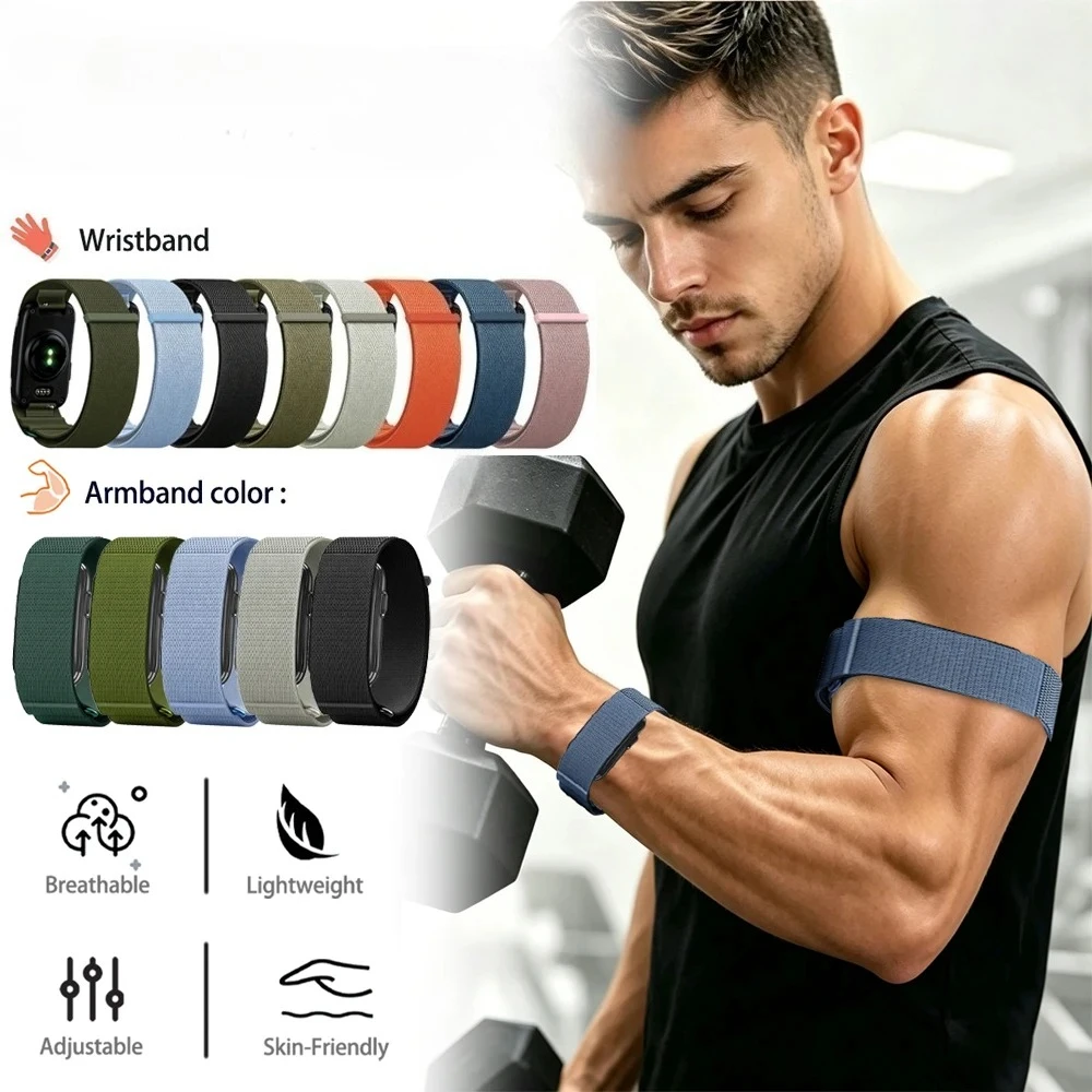 Breathable Nylon Loop Bicep Band Armband For Garmin CIRQA Smart Band Adjustable Sports Wristband For Garmin CIRQA Replace Straps