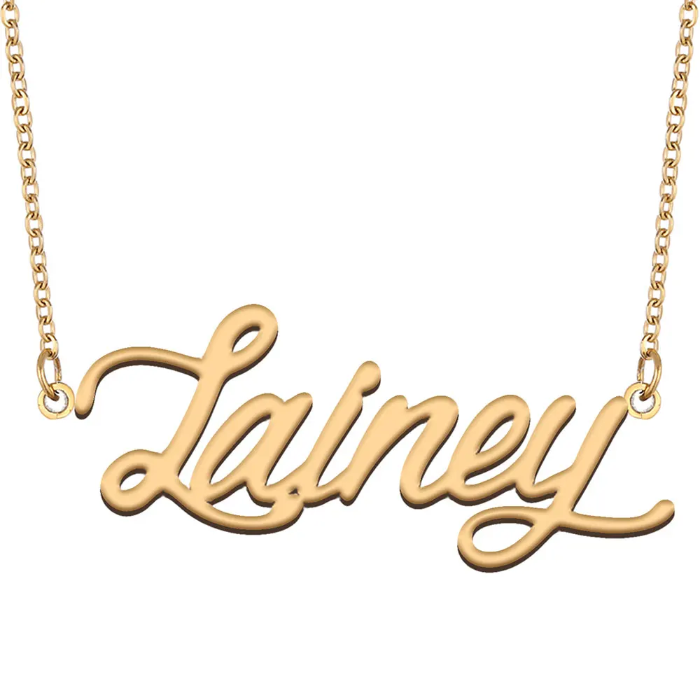 

Lainey Name Necklace for Women Stainless Steel Jewelry Gold Color Nameplate Pendant Collares Para Mujer Letters Choker