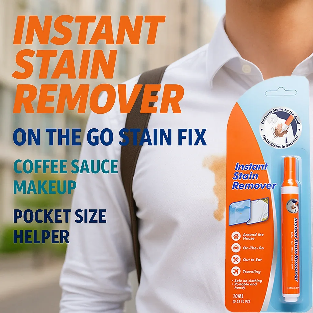

Portable Instant Stain Remover Pen, Quick Spot Cleaner for Clothes and Fabric, Removes Coffee Ink Makeup Sauce Wine Stains,
