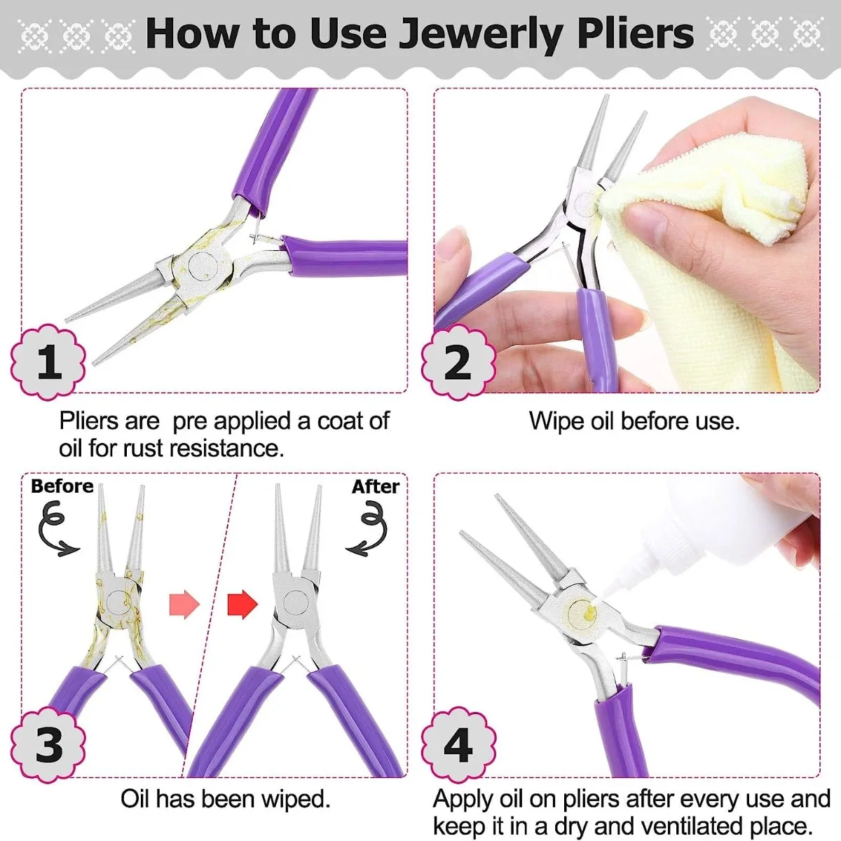 Jewelry Pliers Set with Pointed Nose, Slanted Mouth, Round Mouth, Winding Thread, Handmade DIY Opening Ring, Jewelry XXL