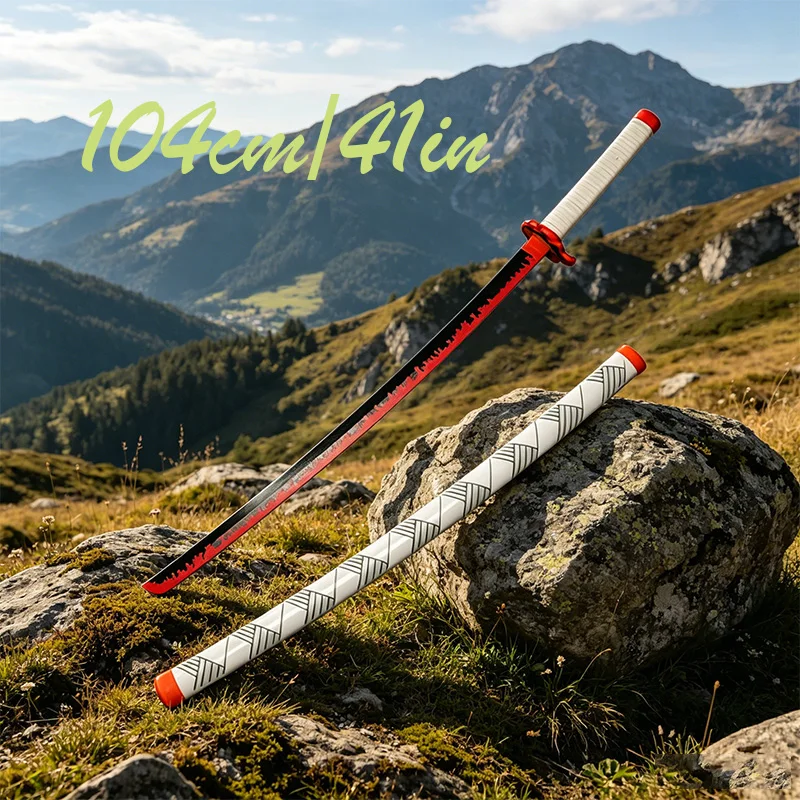 104cm-yoriichi-nichirin-sword-bamboo-blade-anime-cosplay-katanas-toy-with-white-belt-sword-stand-anime-slayer-props