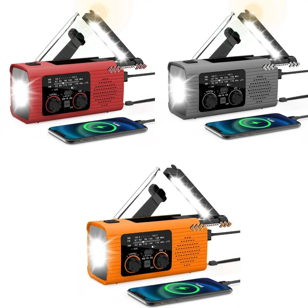 USB Charged Radio Emergency Weather Radio 4000MAh Battery Rechargeable Weather Alert Radio Solar Rechargeable Waterproof Design