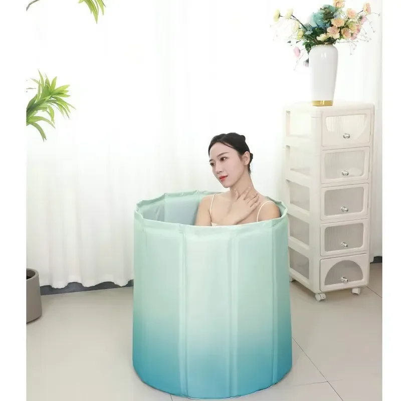 Large Folding Bathtub for Adults Thickened Full Body Soaking Tub Portable Household Bath Spa Relaxation Deep Immersion Basin