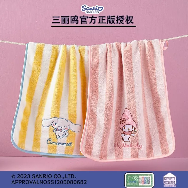 Sanrio towel anime kulomi my melody cinnamon roll cartoon coral velvet absorbent kawaii towel cartoon bathroom accessories gift