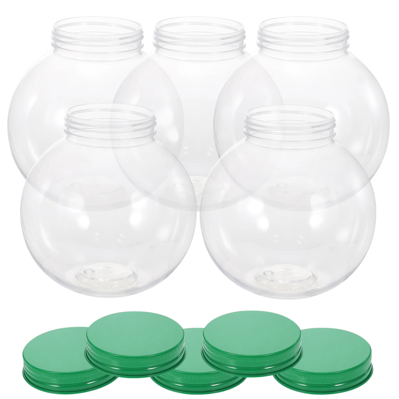 5 Pcs Halloween Candy Dish Christmas Jar Juice Bottles Plastic Ball Shaped Storage Baby