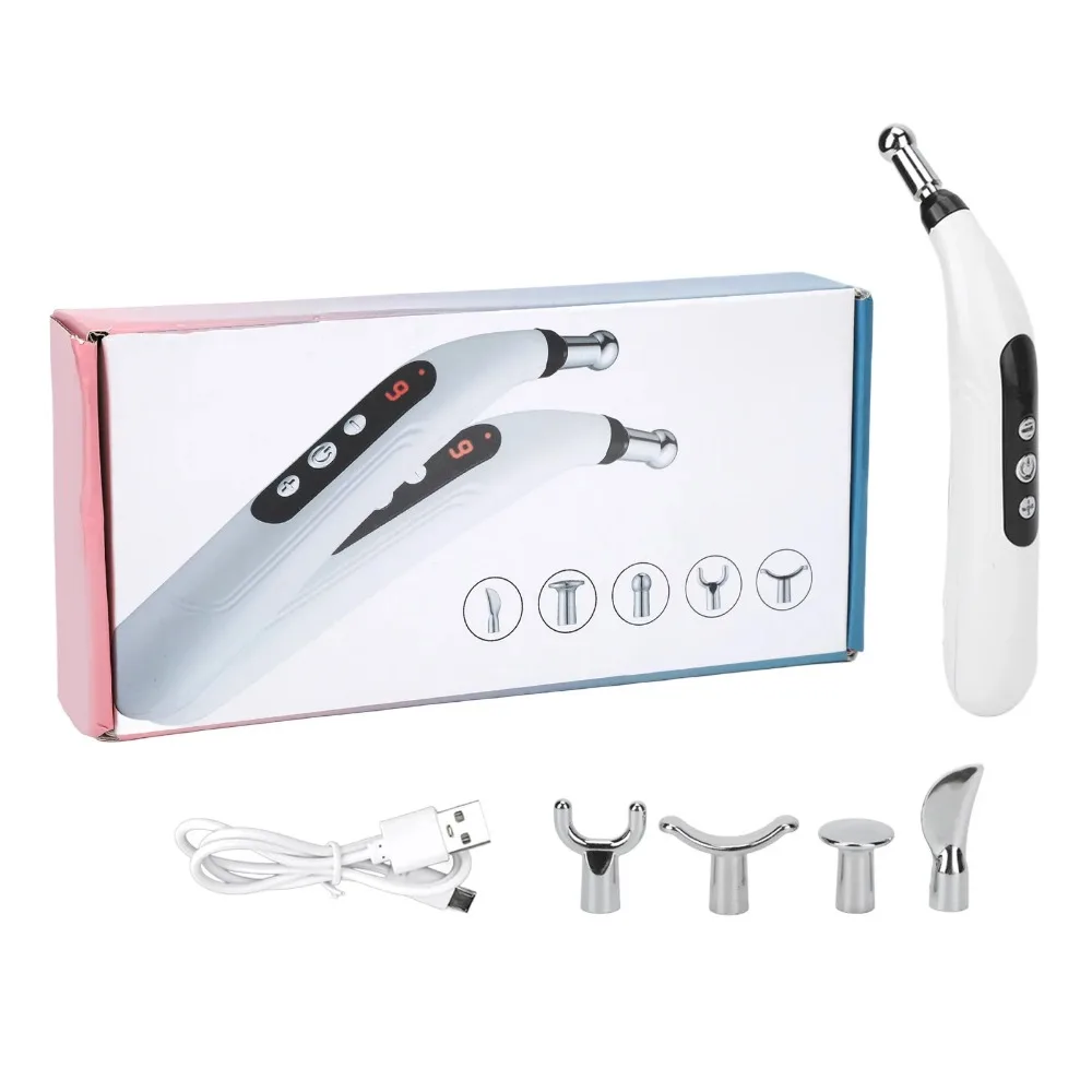 Electric Acupuncture Point Massage Pen Therapy Electronic Meridian Energy Pen Pain Relief Laser Head Back Neck Leg Body Massager